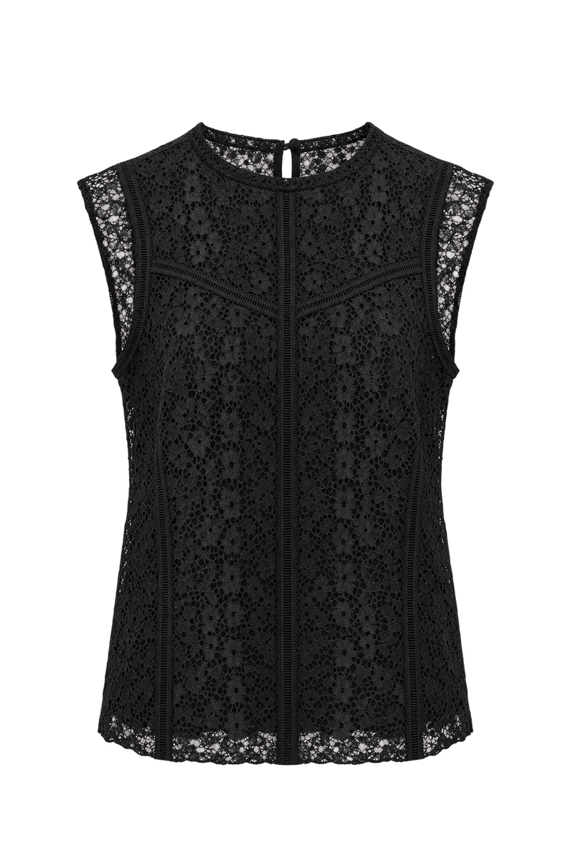 1990s Black Lace Blouse - Front View