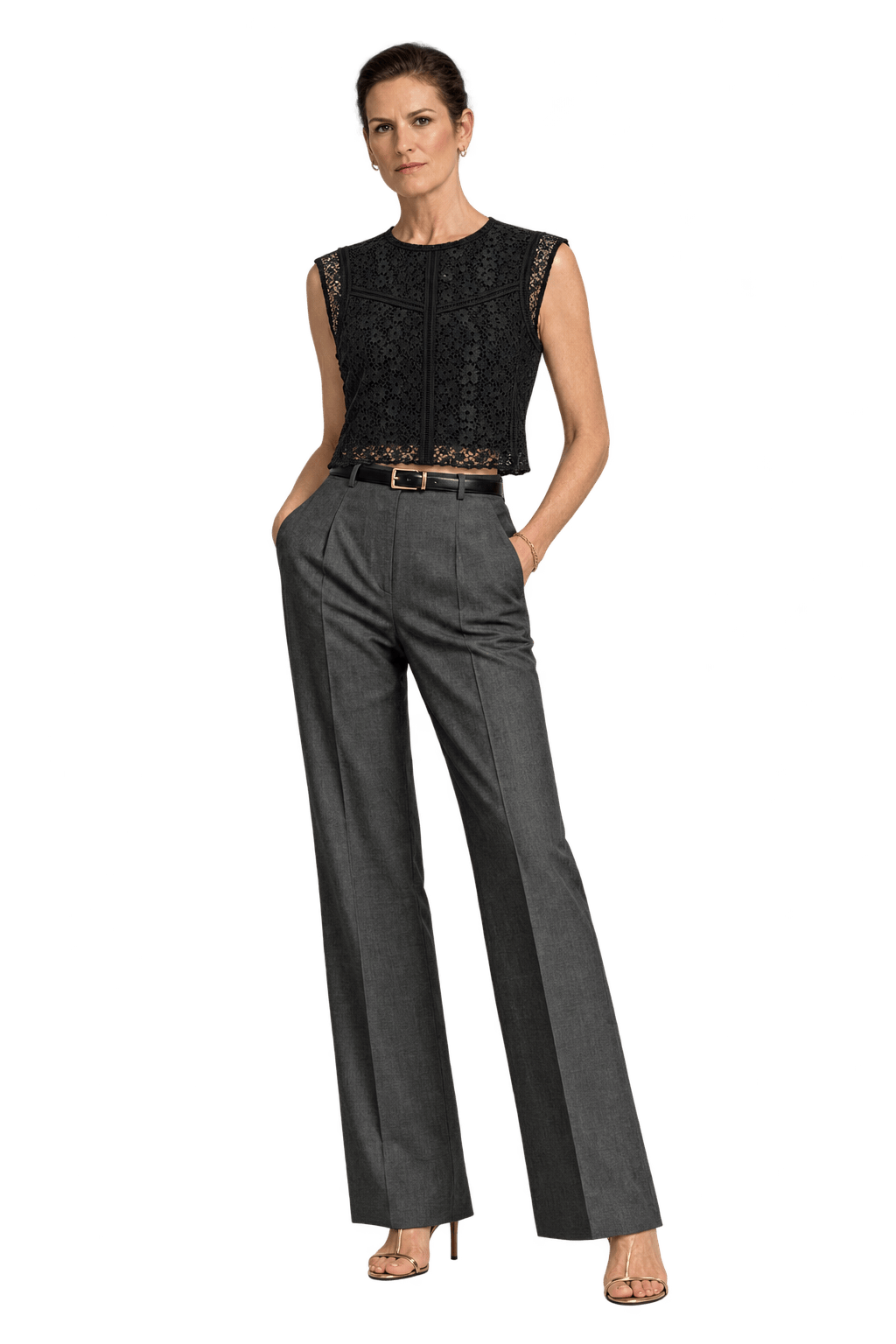 1990s Black Lace Blouse - Model