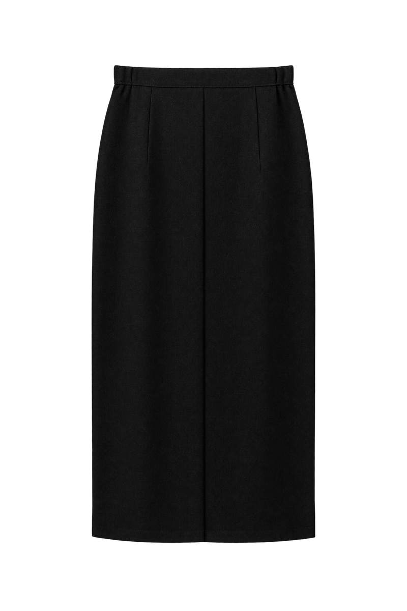 1980s Black Woven Skirt - Front View