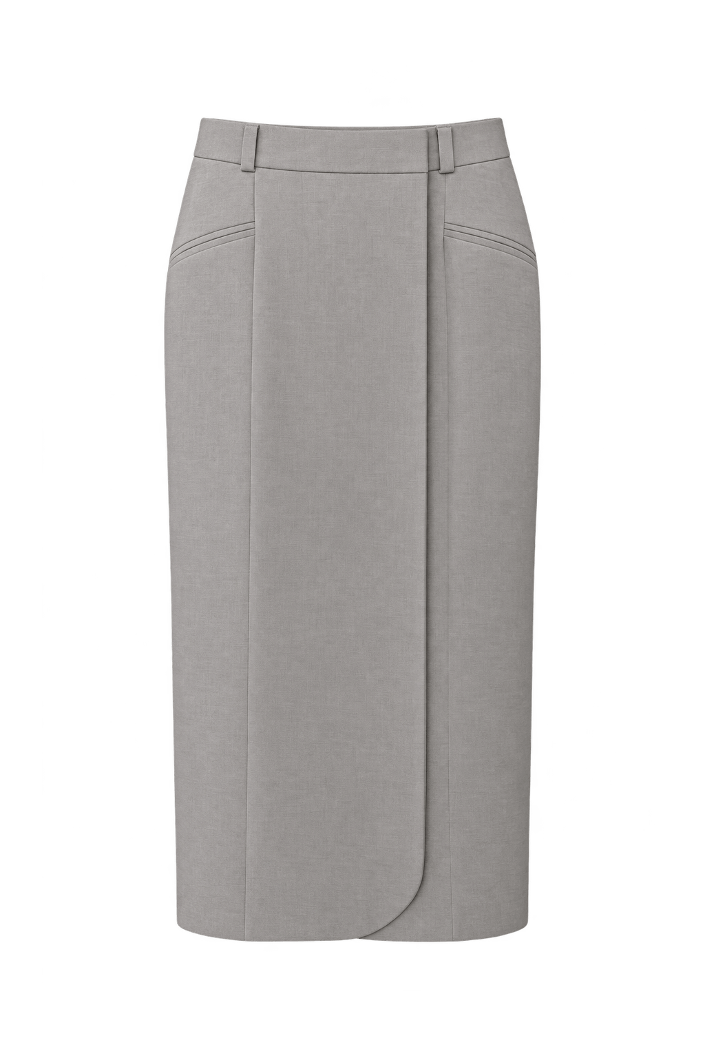 1980s Light Stone Gray Woven Skirt - Front View