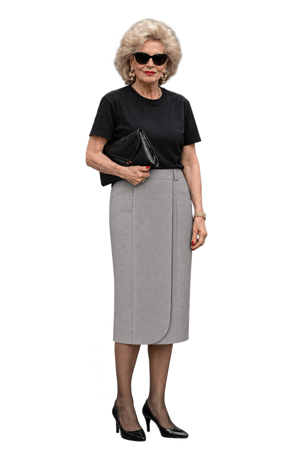 1980s Light Stone Gray Woven Skirt - Model