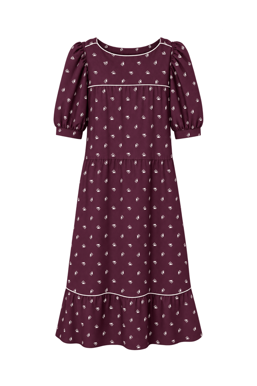 1960s Deep Burgundy Woven Midi Dress - Front View