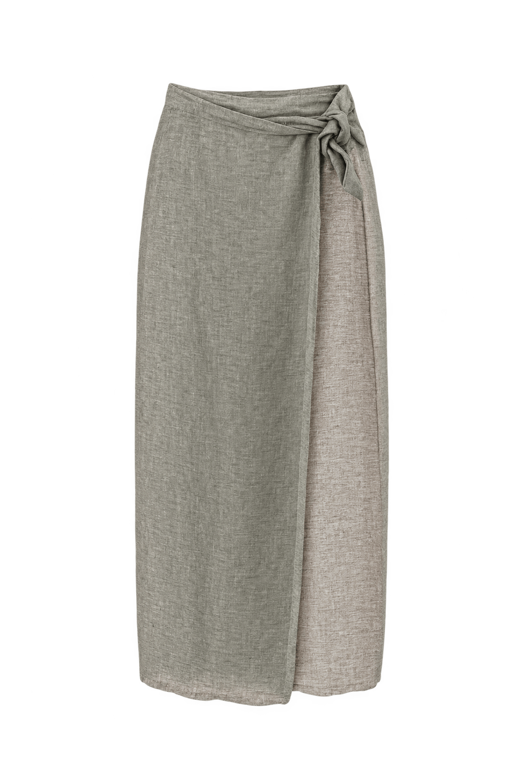 1980s Natural Beige Linen Skirt - Front View