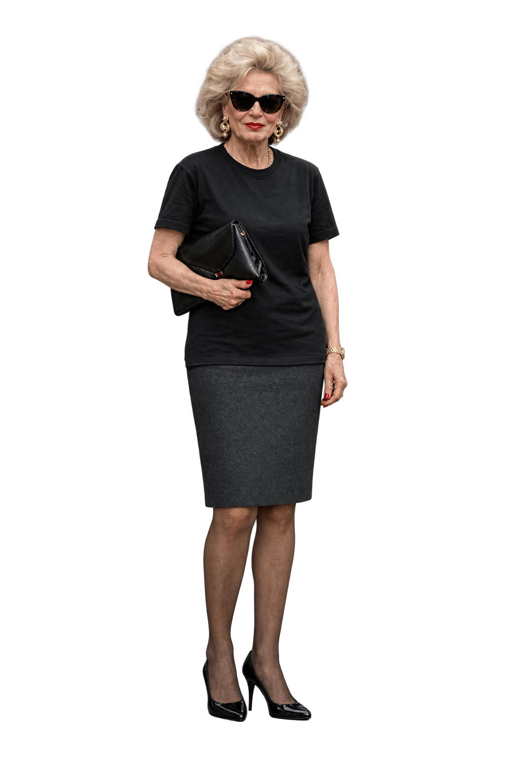1980s Charcoal Gray Woven Skirt - Model