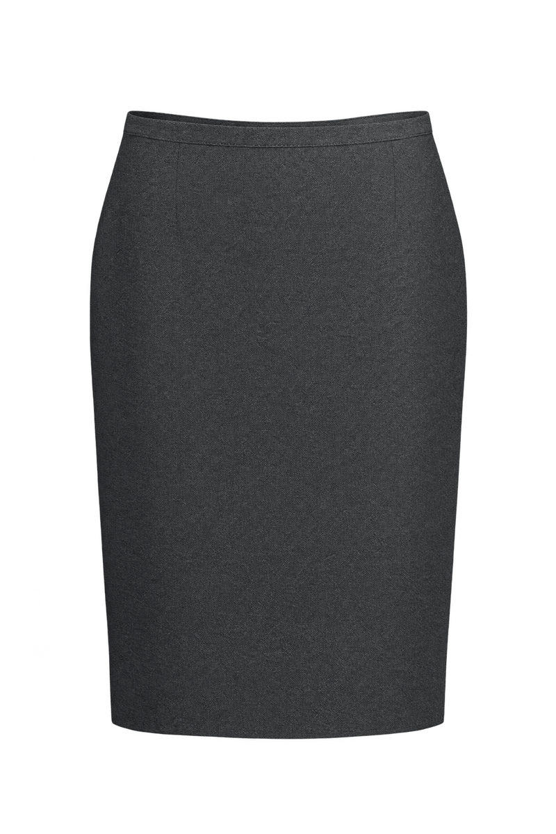 1980s Charcoal Gray Woven Skirt - Front View