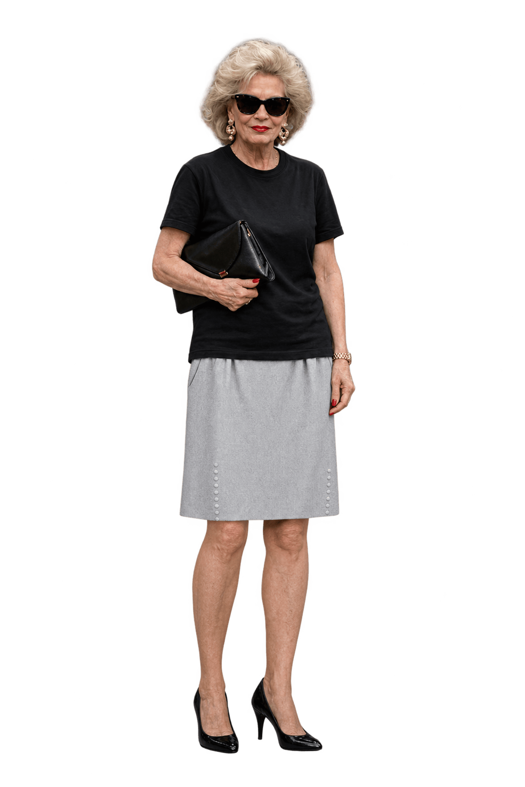 1980s Light Cool Gray Woven Skirt - Model