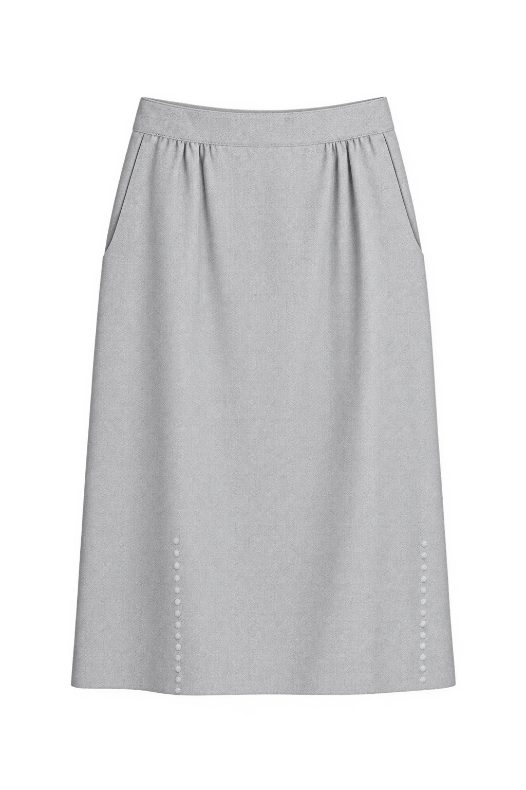 1980s Light Cool Gray Woven Skirt - Front View