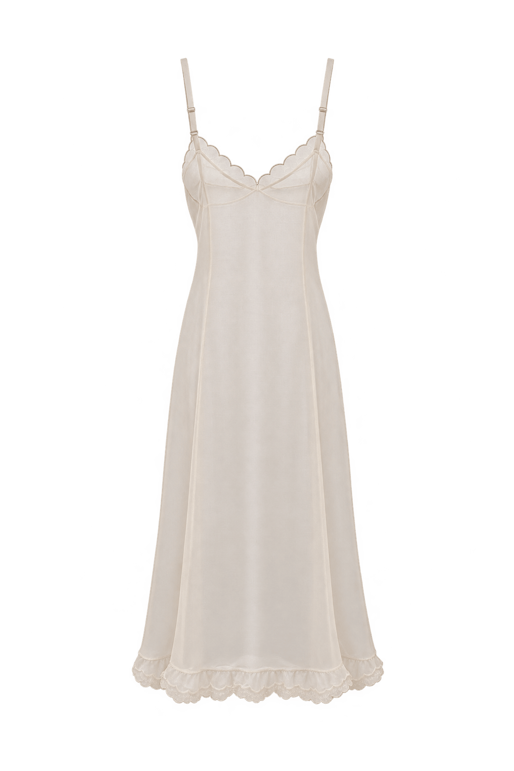 1950s Pale Blush Pink Sheer Full Slip - Front View