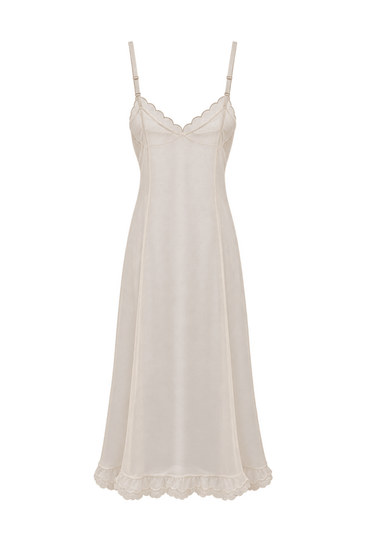 1950s Pale Blush Pink Sheer Full Slip - Front View