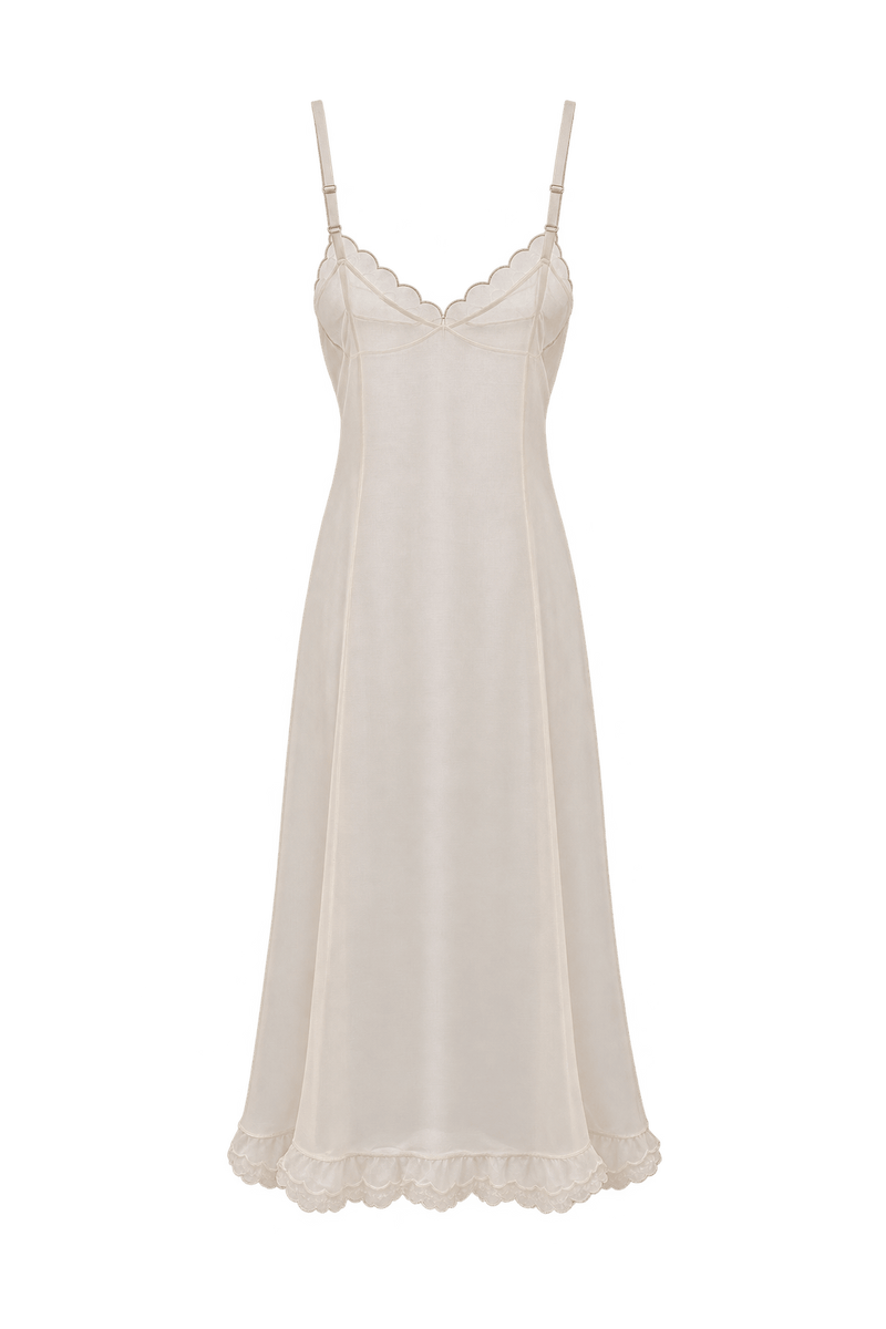 1950s Pale Blush Pink Sheer Full Slip - Front View