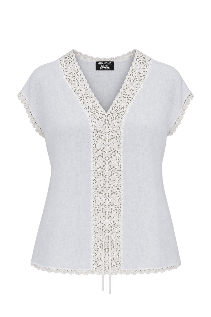 1970s Soft White Woven Blouse - Front View