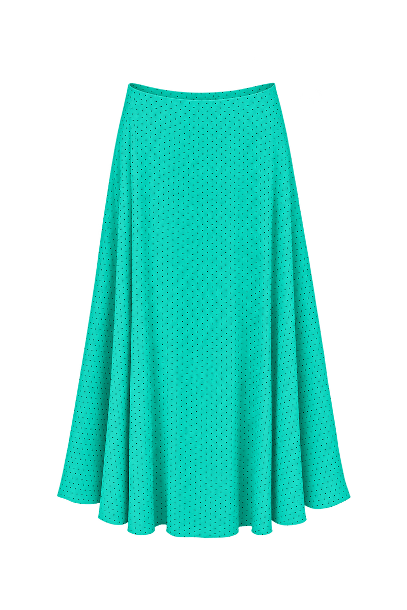 1980s Bright Turquoise Woven Skirt - Front View