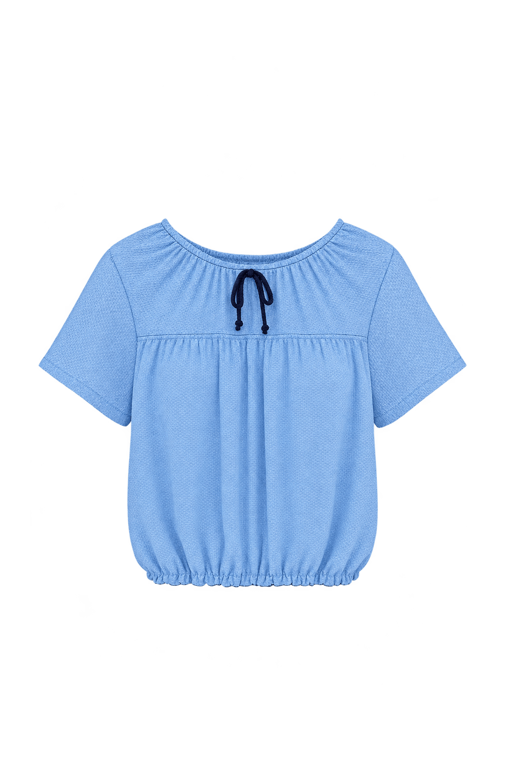 1950s Pale Blue Woven Crop Top - Front View