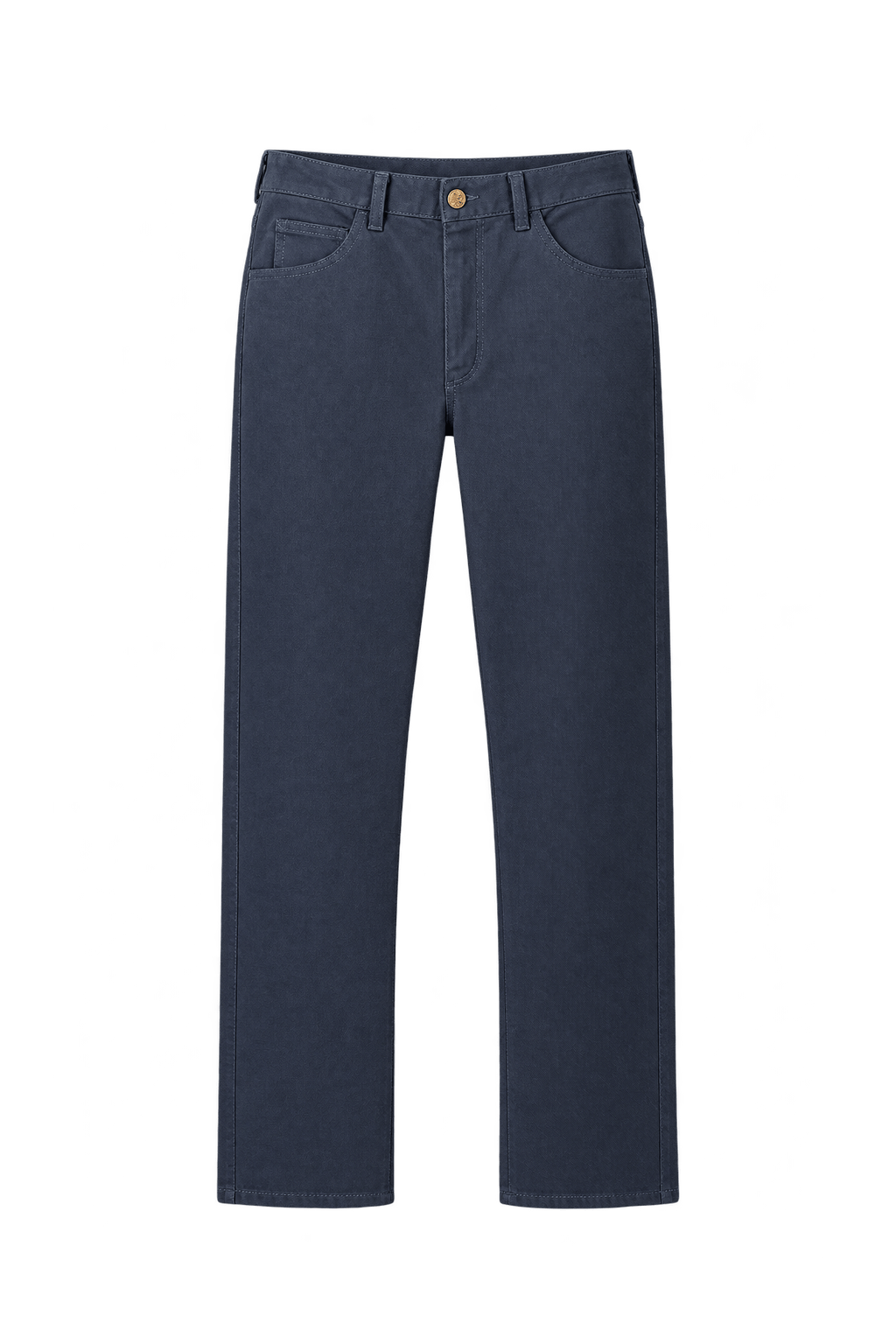 1980s Dark Navy Blue Cotton Twill Pants - Front View