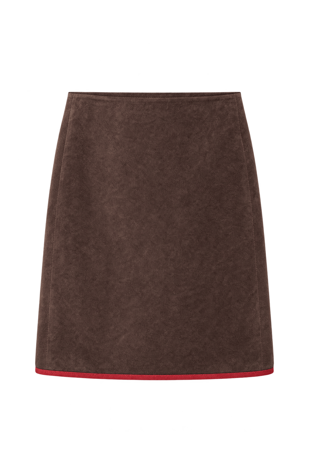 1990s Chocolate Brown Suede-like Mini Skirt - Front View