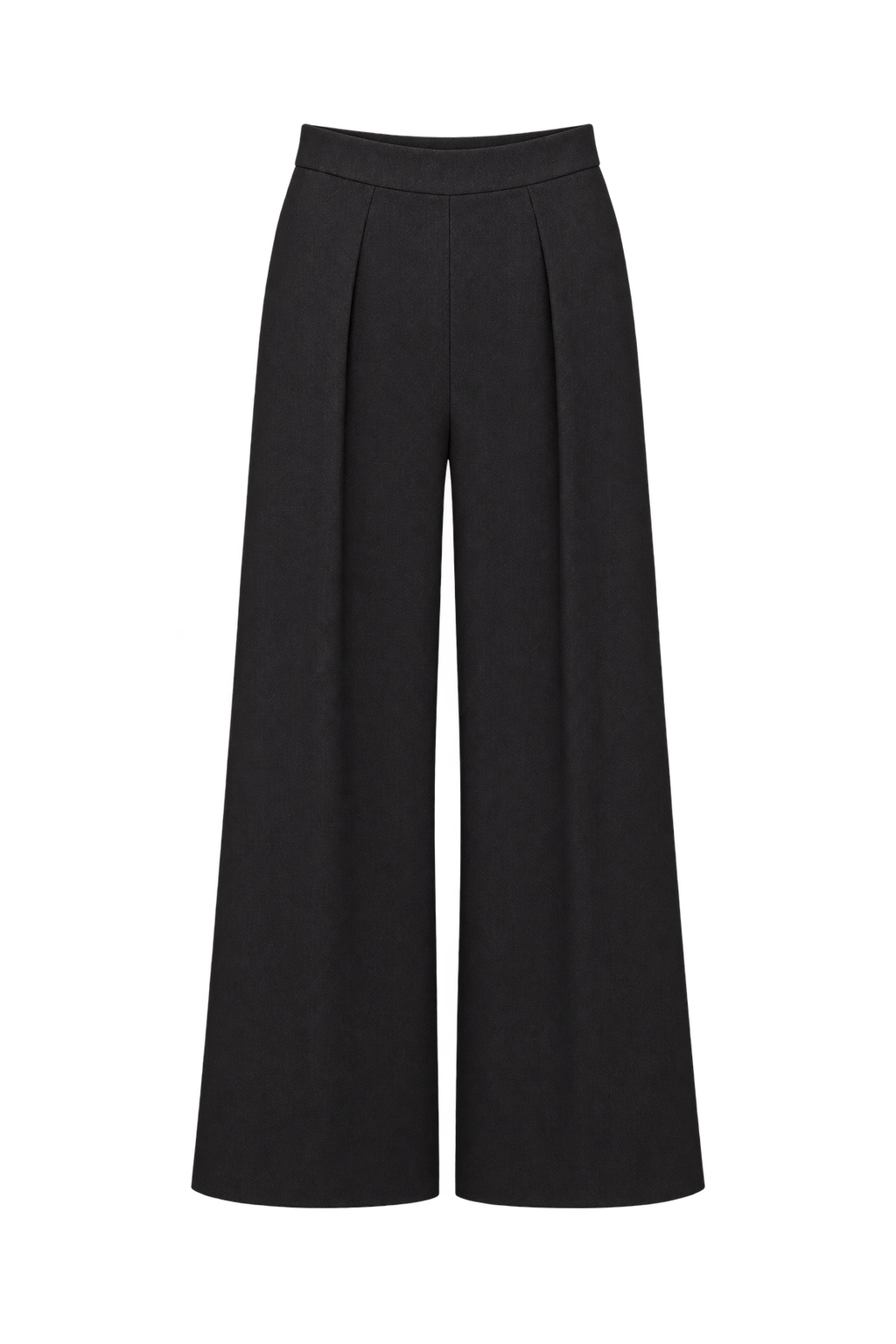 1990s Dark Chocolate Brown Woven Suiting Wide-Leg Pants - Front View