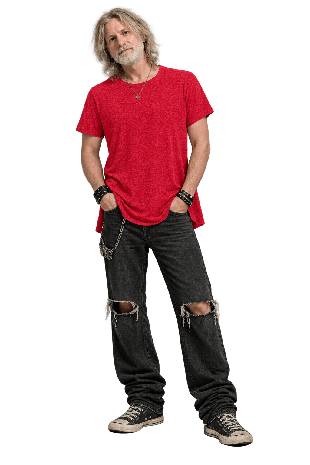 1990s Bright Red Knit T-Shirt - Model