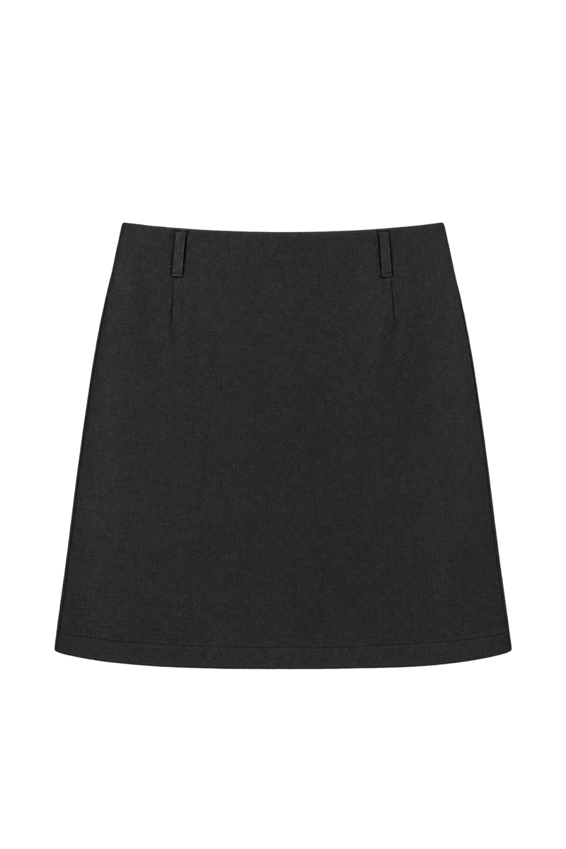 1990s Black Woven Fabric Skirt - Front View