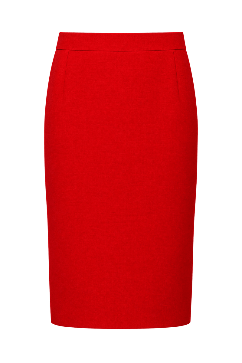 1980s Bright Red Woven Skirt - Front View