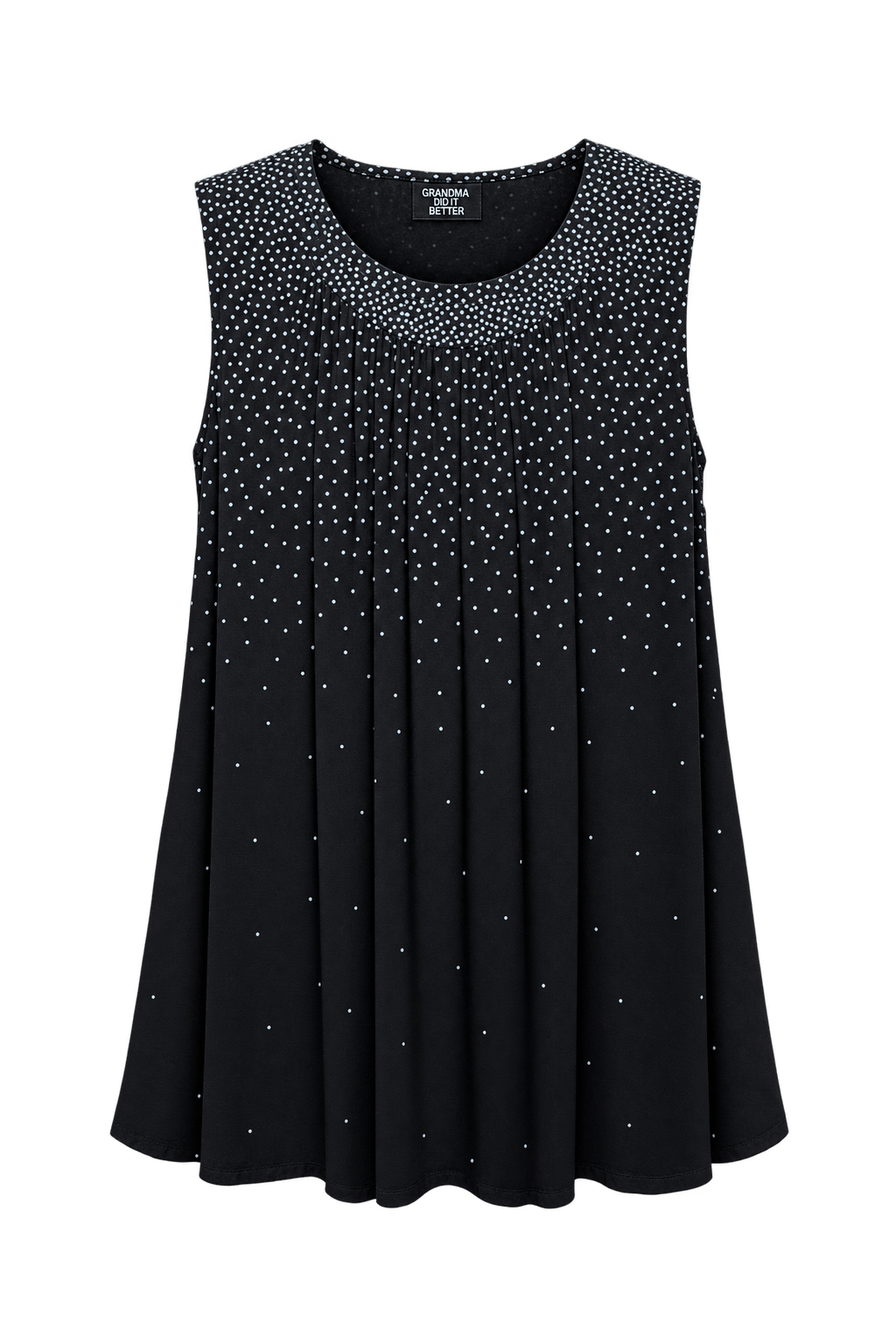 1990s Black Graduated Polka Dots Top - Front View