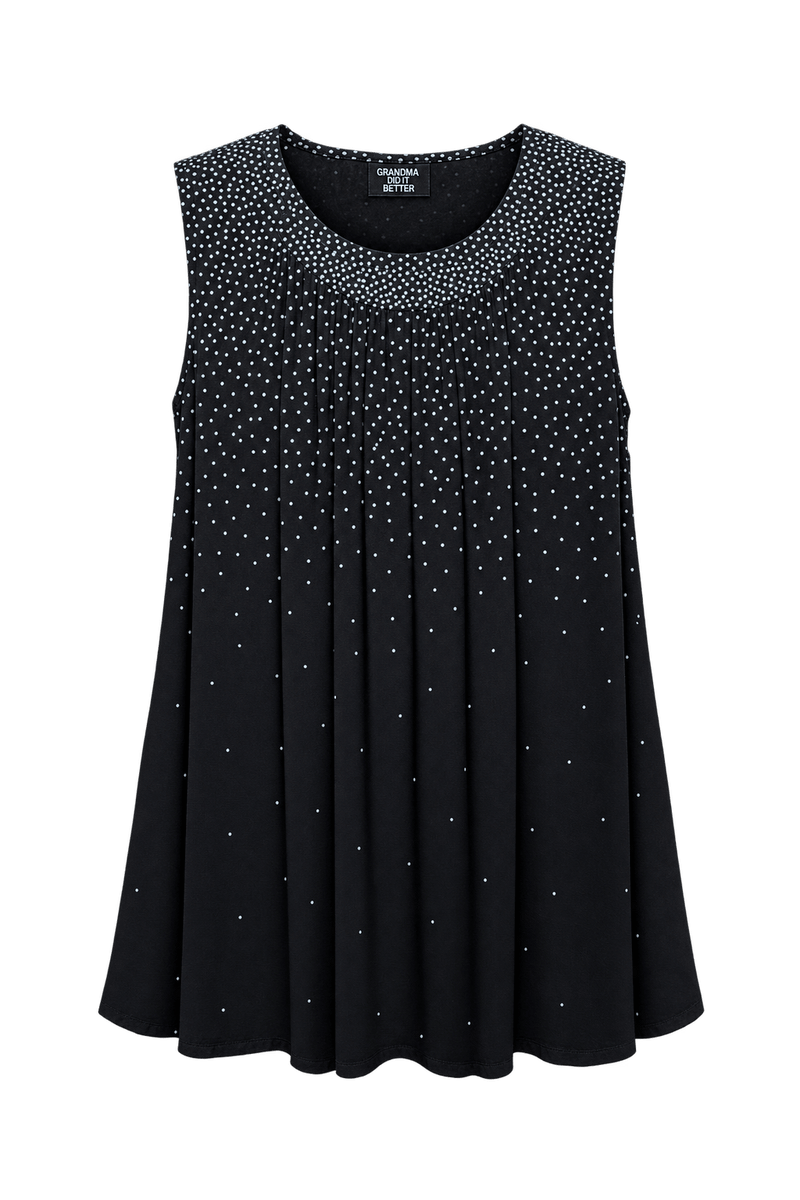 1990s Black Graduated Polka Dots Top - Front View