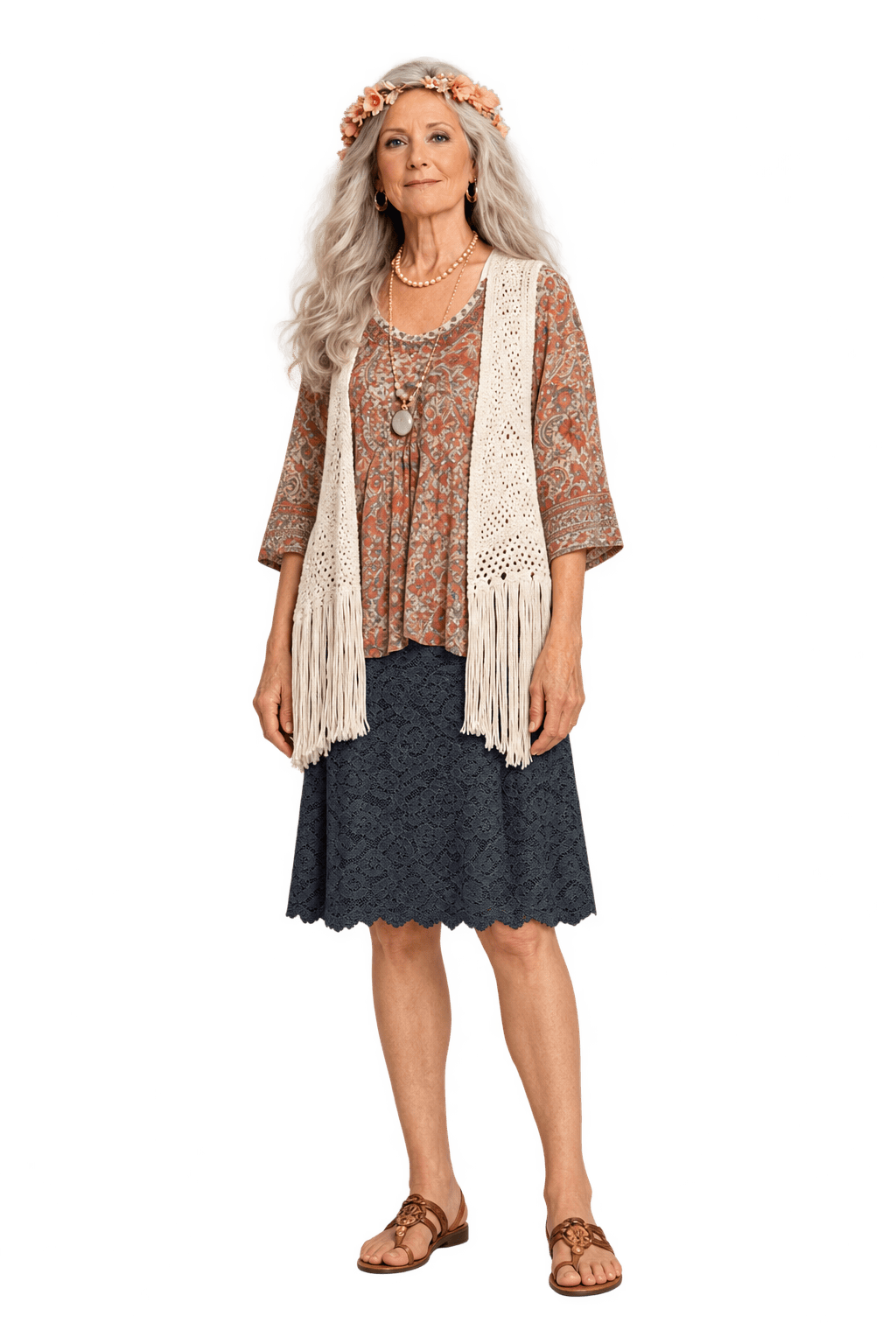 1970s Black Lace Skirt - Model
