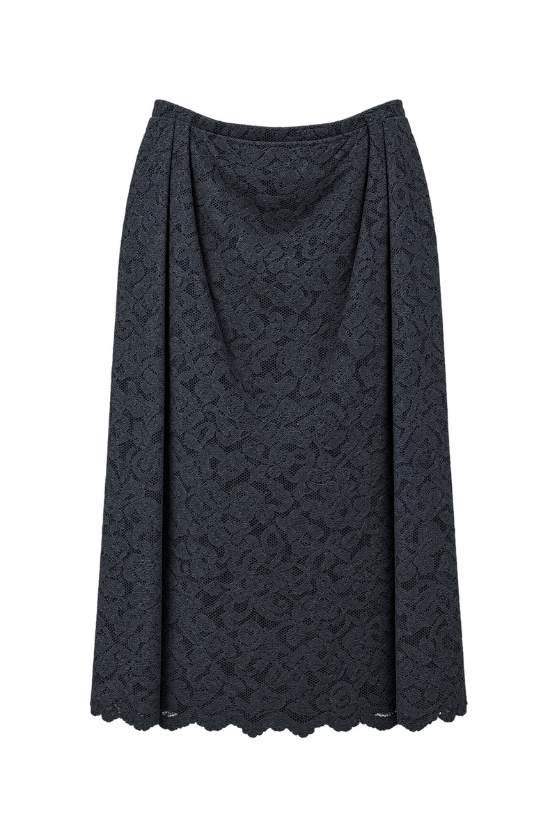 1970s Black Lace Skirt - Front View
