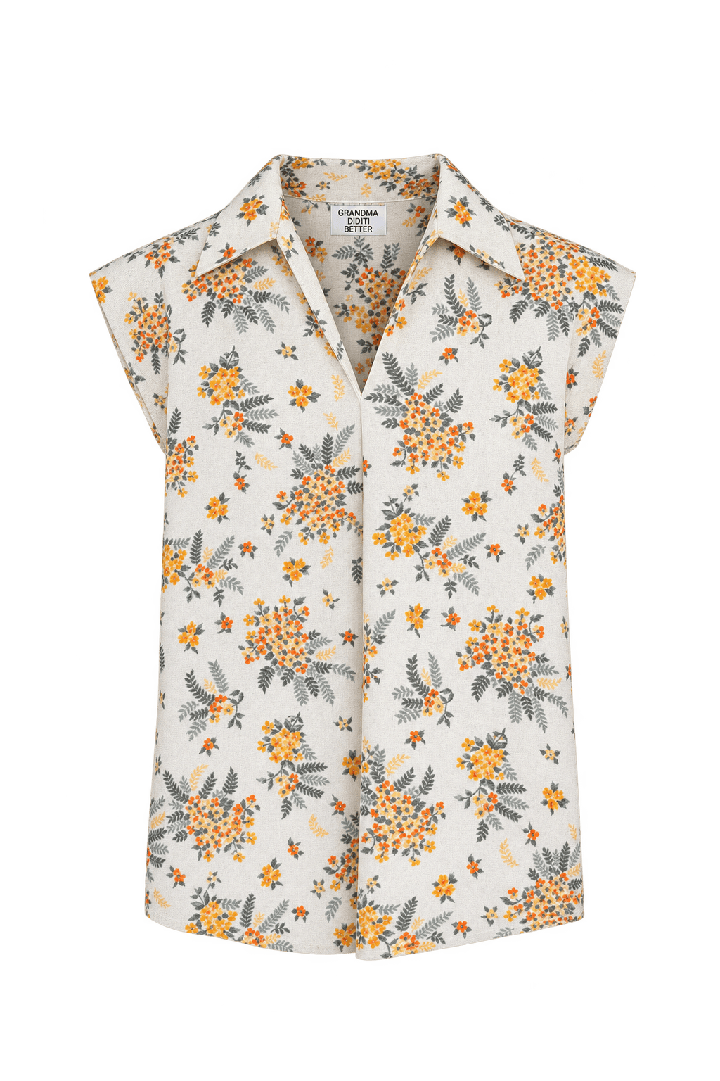 1970s Cream Woven Fabric Blouse - Front View