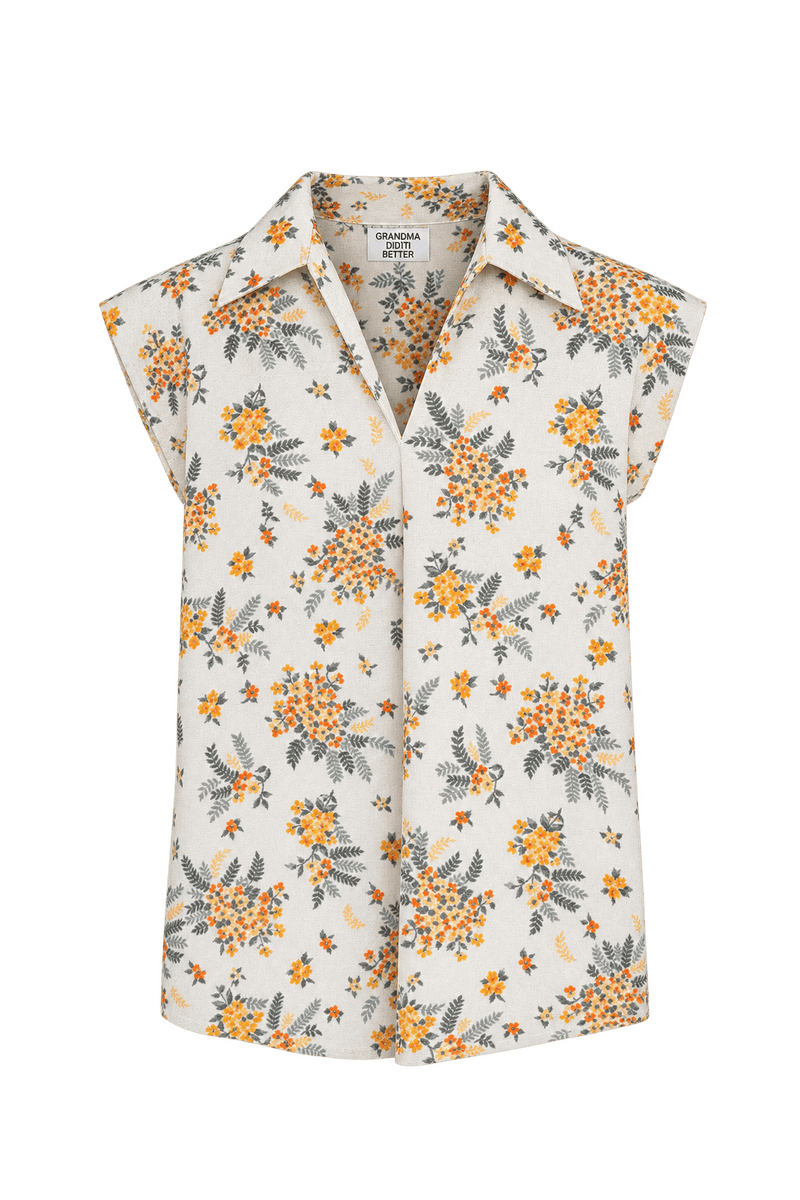 1970s Cream Woven Fabric Blouse - Front View