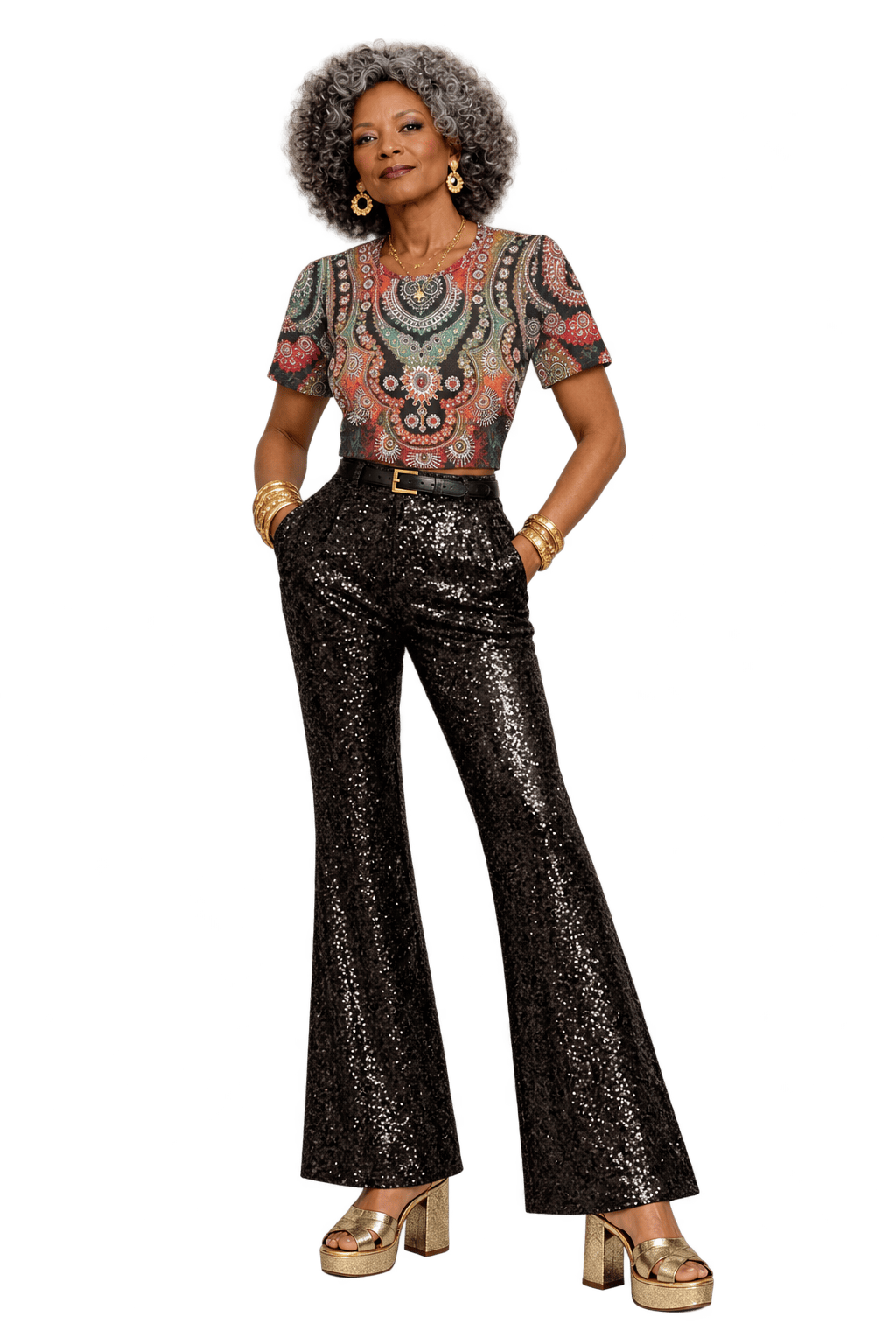 1980s Charcoal Black Knit T-Shirt - Model