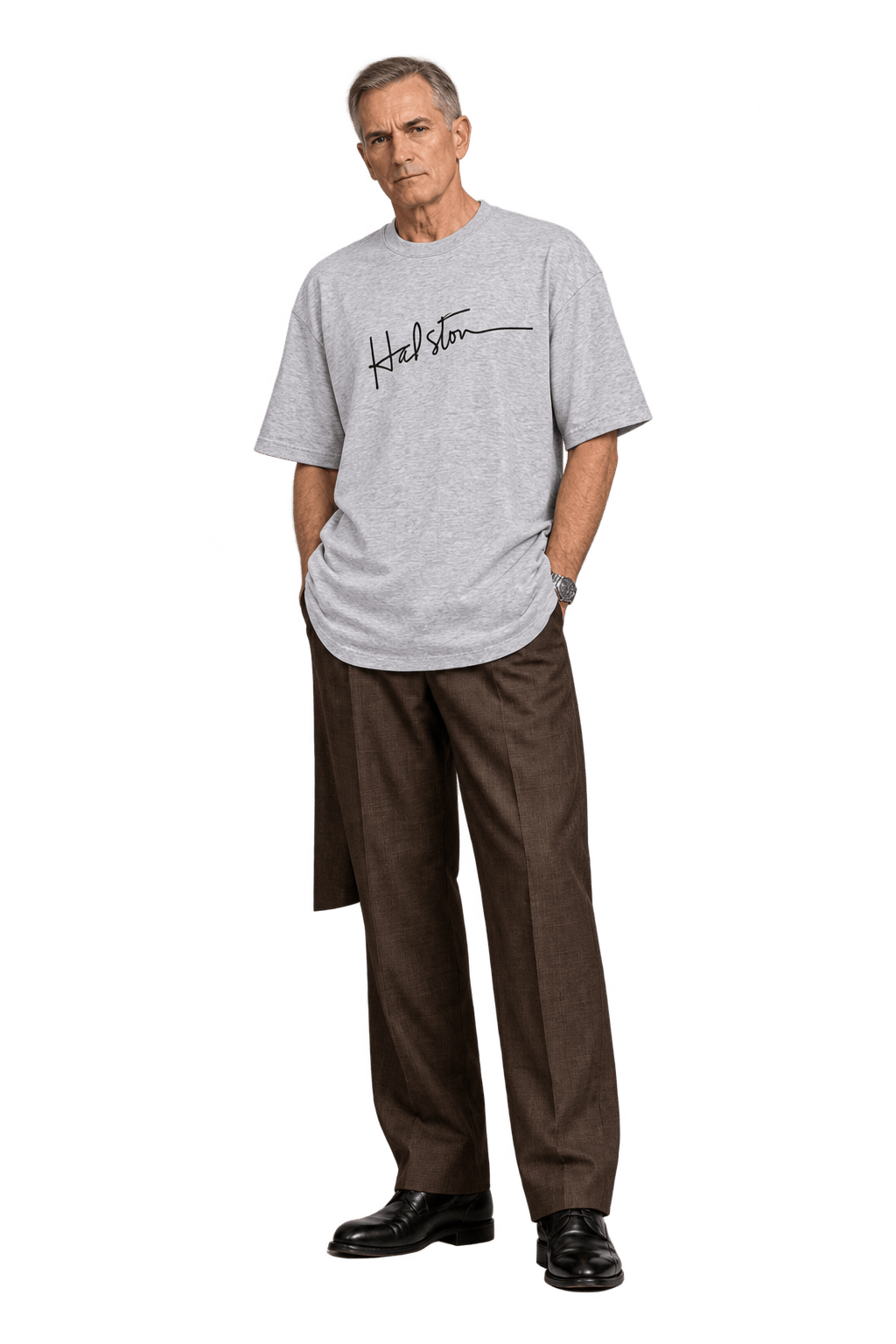 1990s Heather Light Gray Jersey T-Shirt - Model