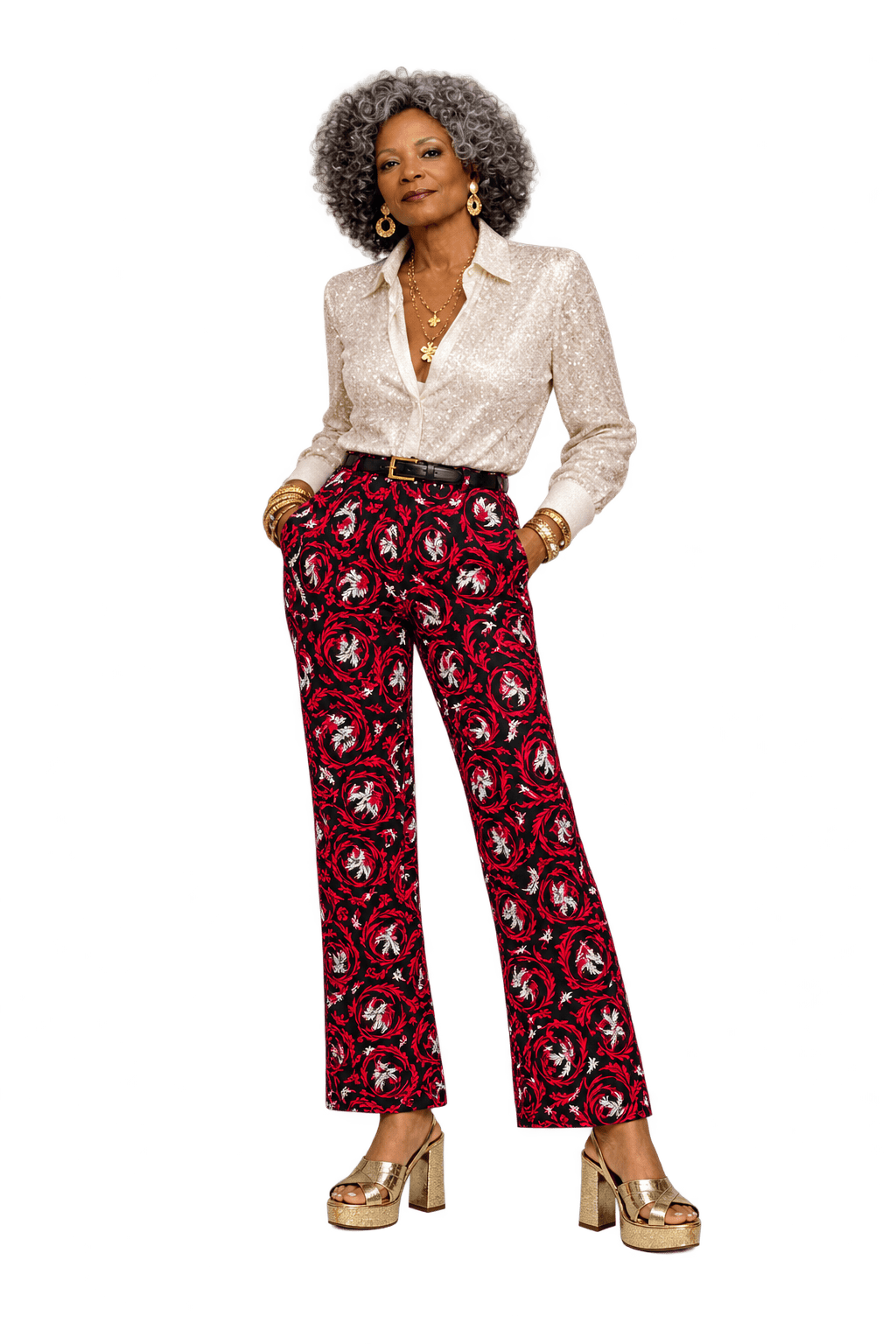 1980s Black Woven Pants - Model