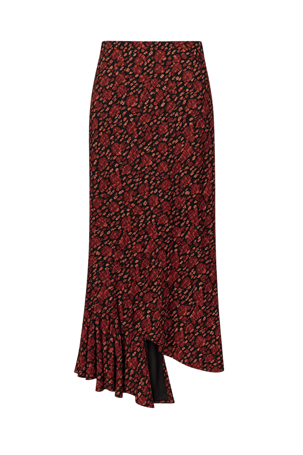 1970s Burgundy and Rust Red Woven Fabric Skirt - Front View