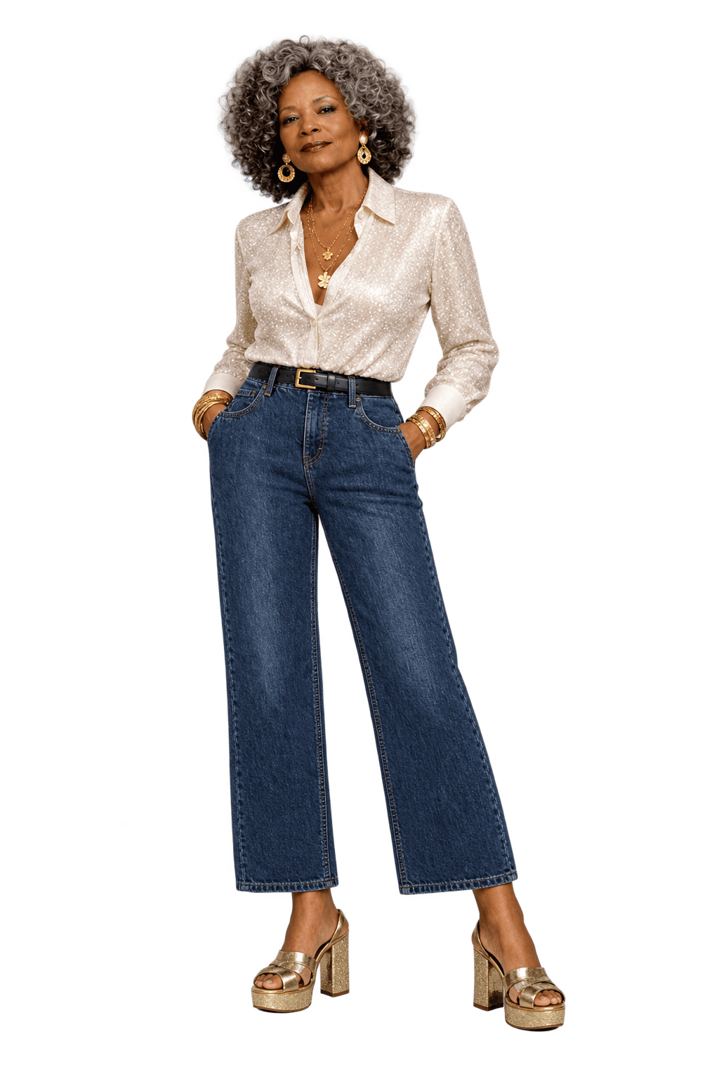 1980s Faded Dark Blue Cotton Denim Jeans - Model
