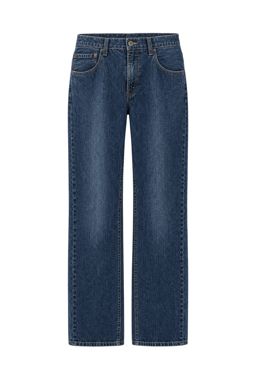 1980s Faded Dark Blue Cotton Denim Jeans - Front View