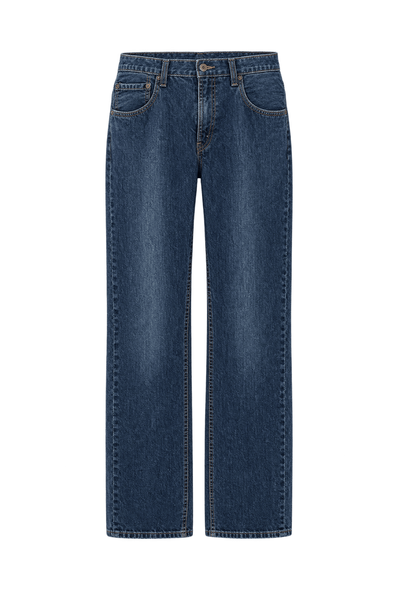 1980s Faded Dark Blue Cotton Denim Jeans - Front View