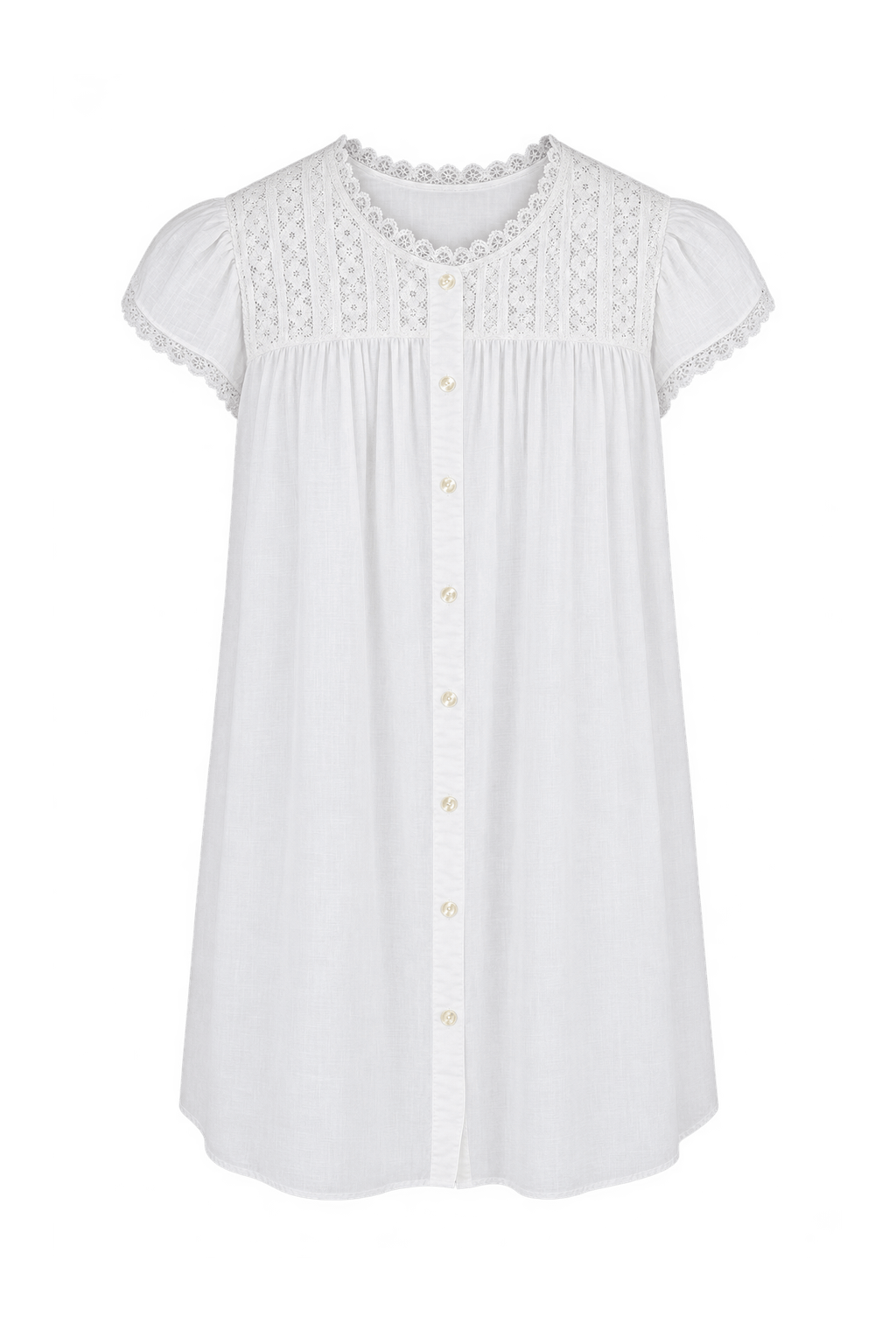 1970s Soft White Lightweight Dress - Front View