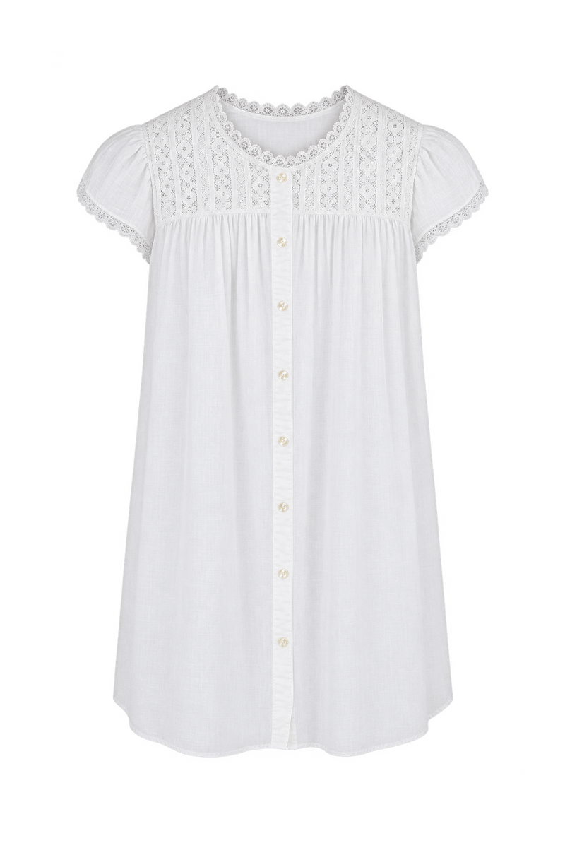 1970s Soft White Lightweight Dress - Front View