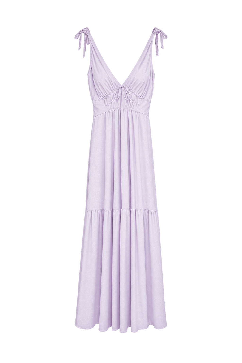 1970s Pale Lilac Synthetic Maxi Dress - Front View