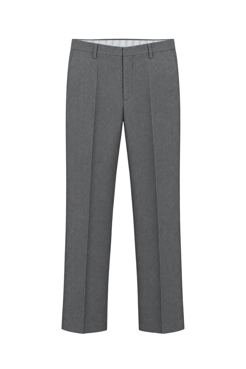 1980s Medium Gray Woven Trousers - Front View