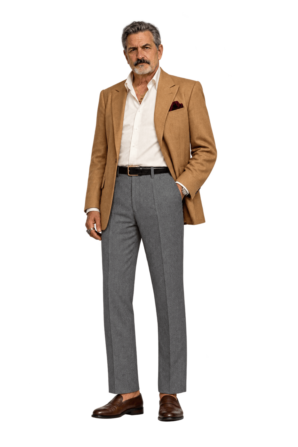 1980s Medium Gray Woven Trousers - Model