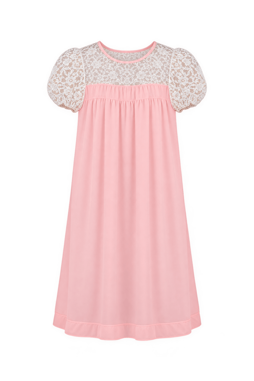 1950s Pale Peach Pink Lightweight Synthetic Nightgown - Front View