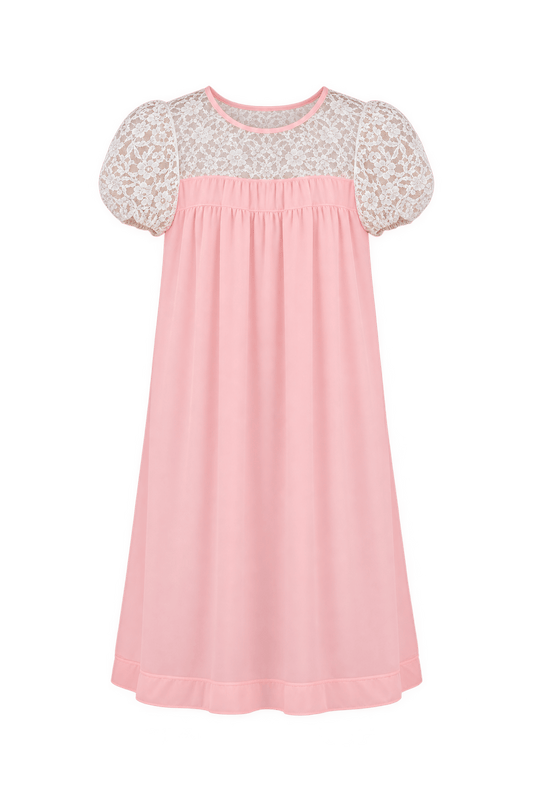 1950s Pale Peach Pink Lightweight Synthetic Nightgown - Front View