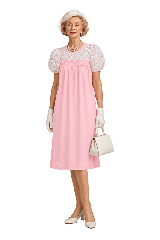 1950s Pale Peach Pink Lightweight Synthetic Nightgown - Model