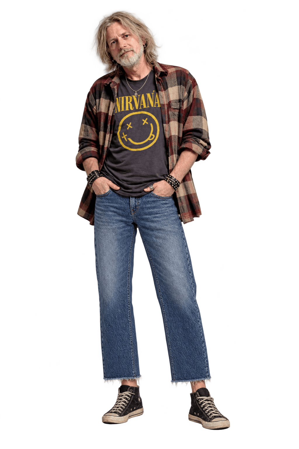 1990s Faded Medium Blue Cotton Denim Jeans - Model