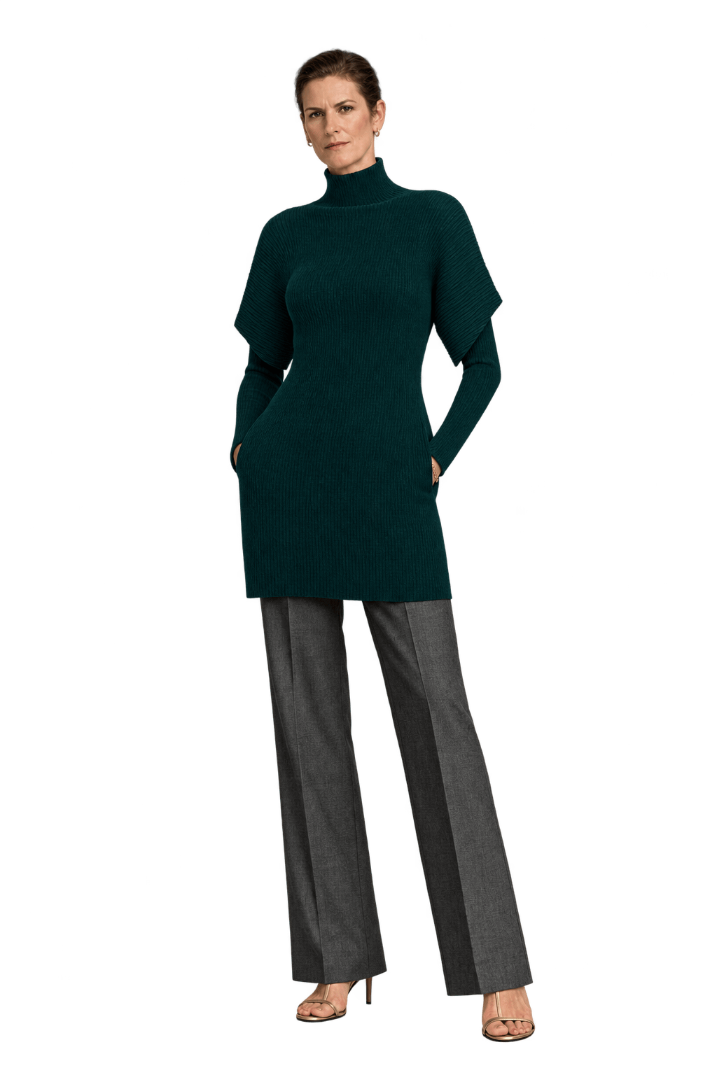 1990s Black Synthetic Fabric Tunic - Model