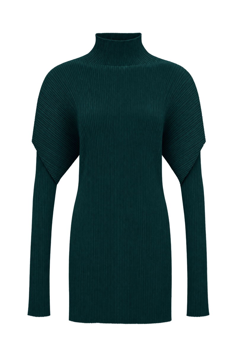 1990s Black Synthetic Fabric Tunic - Front View