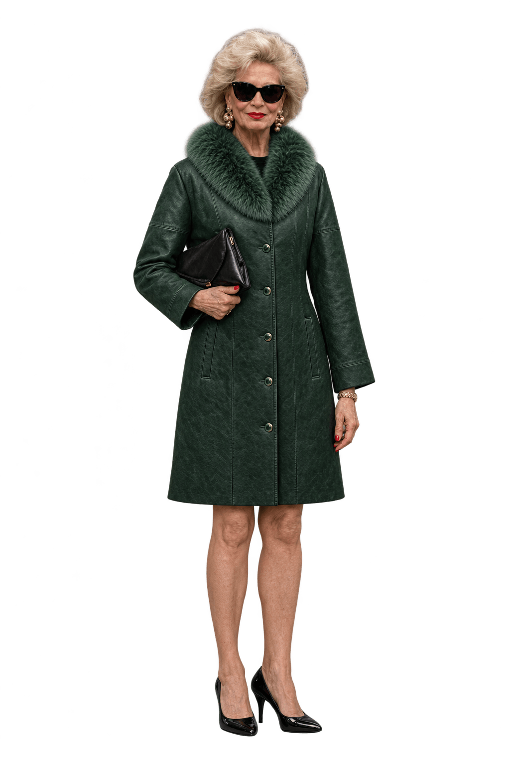1980s Black Leather Coat - Model