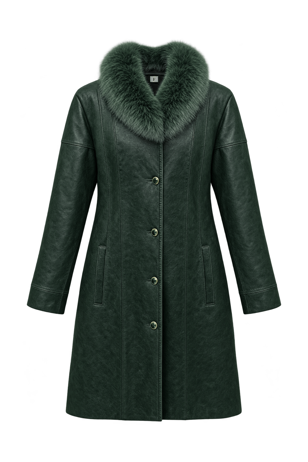 1980s Black Leather Coat - Front View