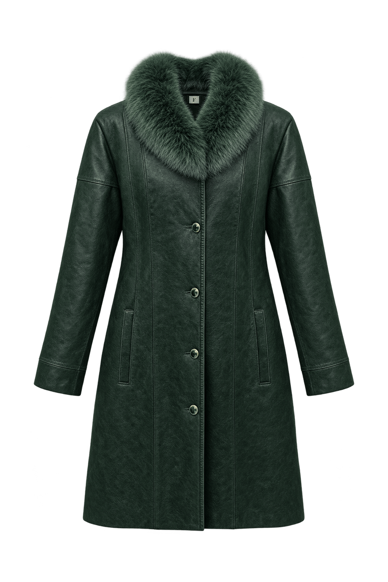1980s Black Leather Coat - Front View
